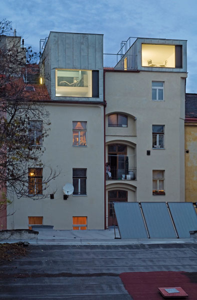 <em>Residential Containers, Prague, Czech Republic.</em> By Petr Hajek
Architekti. Photo © Ester Havlova.
