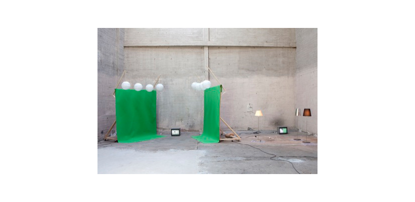 Installation view, back space (Okiishi, Byrne, Strau)